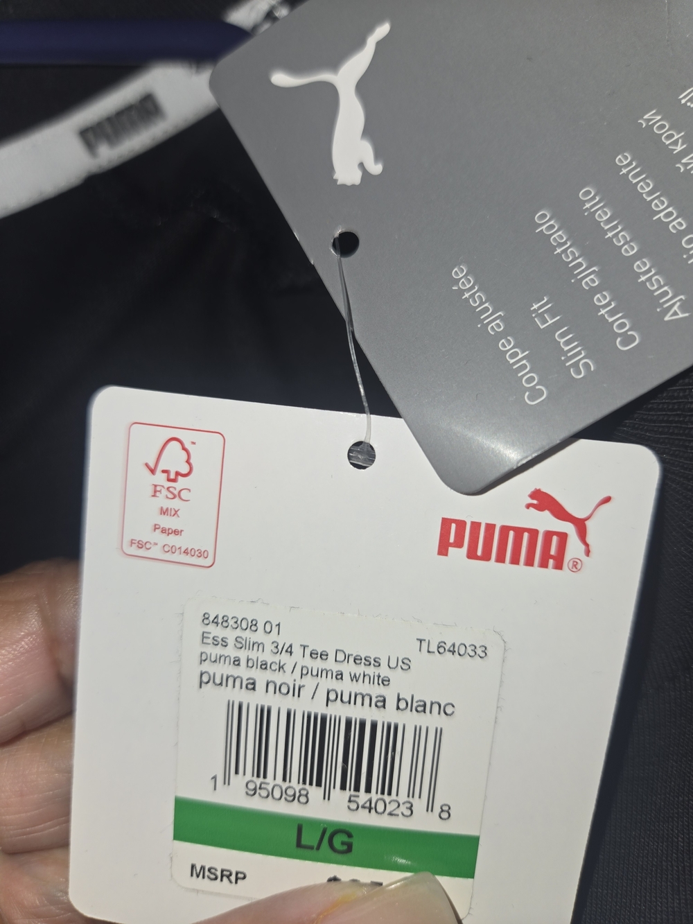 Puma Black and White Women's Slim Tee Dress NWT